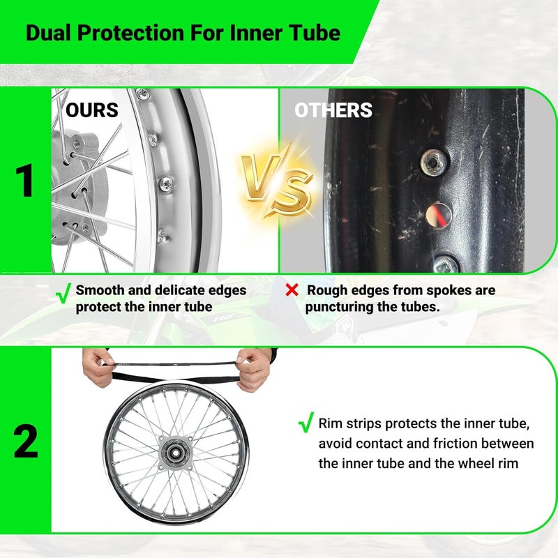 XIKOBY 1.85x14 Rear Rim Compatible with 90/100-14 3.00-14 Dirt Pit Bike Tire, 14 Inch Rim Fit for KLX125 KX85 TTR125 YZ80 RM80 Apollo 125 Taotao DB17 SR150 DR90 Motorcycle Parts (15mm Axle) - Image 4